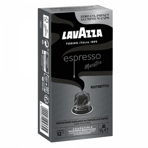 10 קפסולות לוואצה ריסטרטו נספרסו אלומניום - lavazza Maestro Ristretto חוזק 12