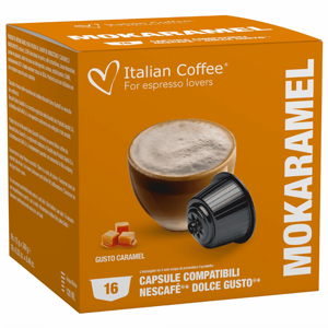 16 קפסולות דולצה גוסטו Italian Coffee Mokarmel 16 קפסולות דולצה גוסטו Italian Coffee Mokarmel