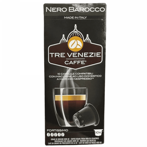 10 קפסולות נספרסו TRE VENEZIE NERO BAROCCO חוזק 5/5 10 קפסולות נספרסו TRE VENEZIE NERO BAROCCO חוזק 5/5